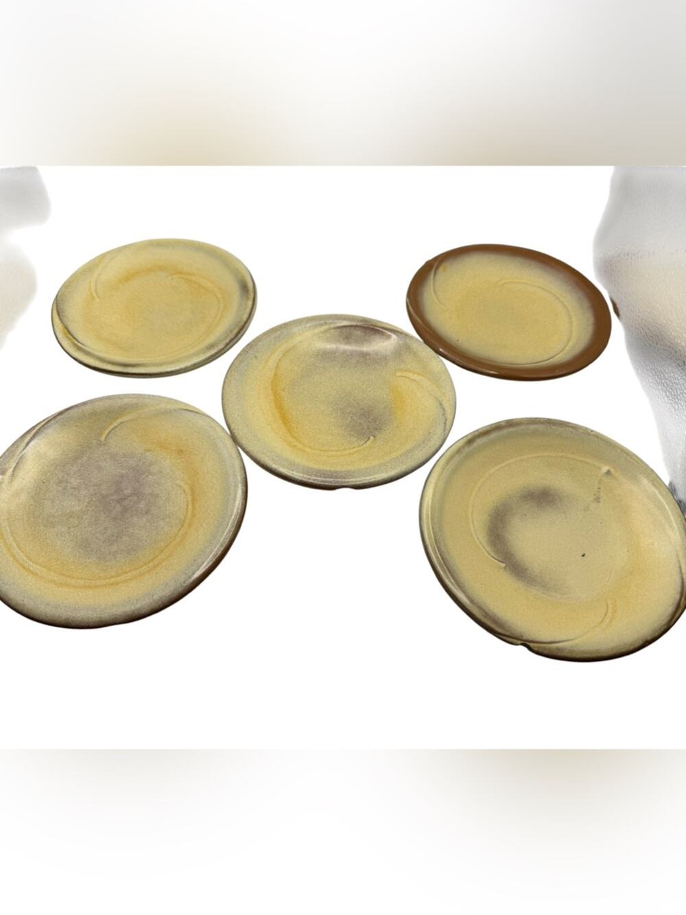 Vintage Frankoma Artisan Desert Tan Ceramic Coffee Cup & Saucer Set - 5 Pieces